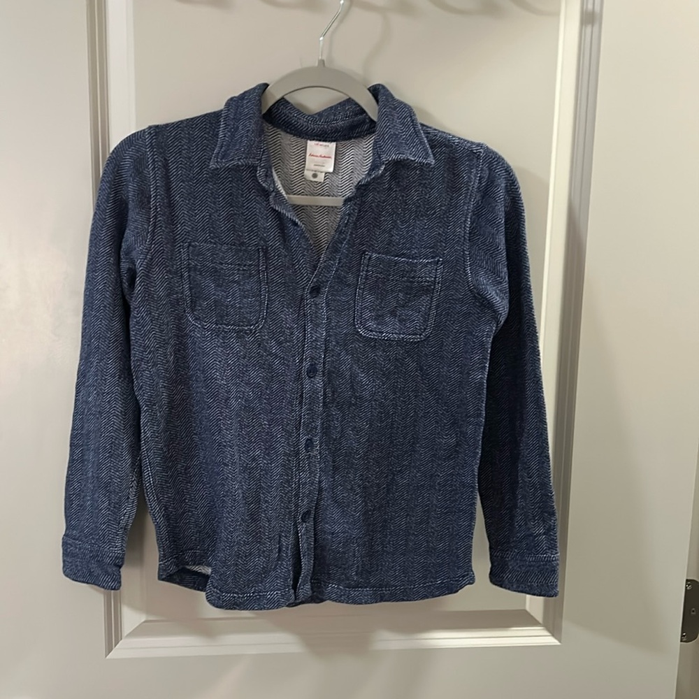 Hanna Andersson Herringbone Long Sleeve Button Down Shirt